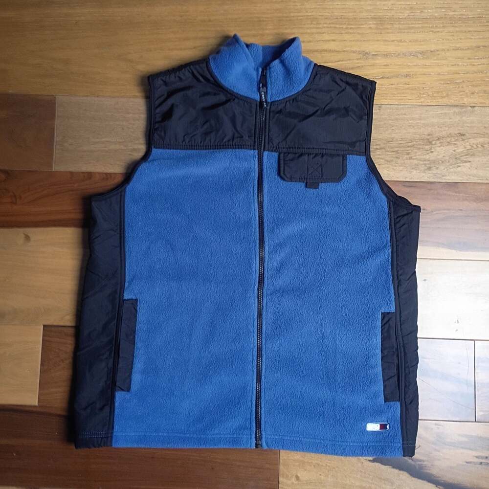 Men's Cheetah Blue Fleece Full Zip Vest , Size L